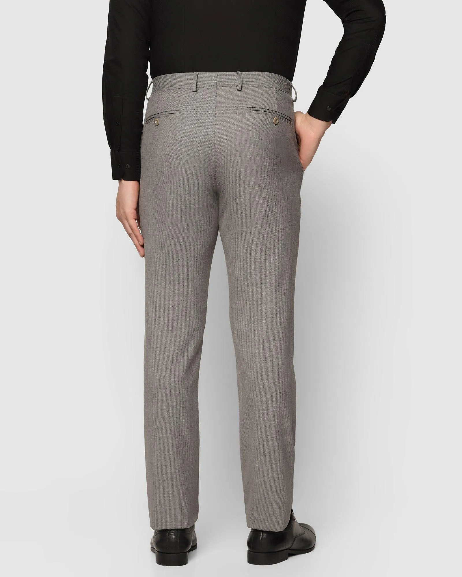 Luxe Slim Comfort B-95 Formal Grey Textured Trouser - Term