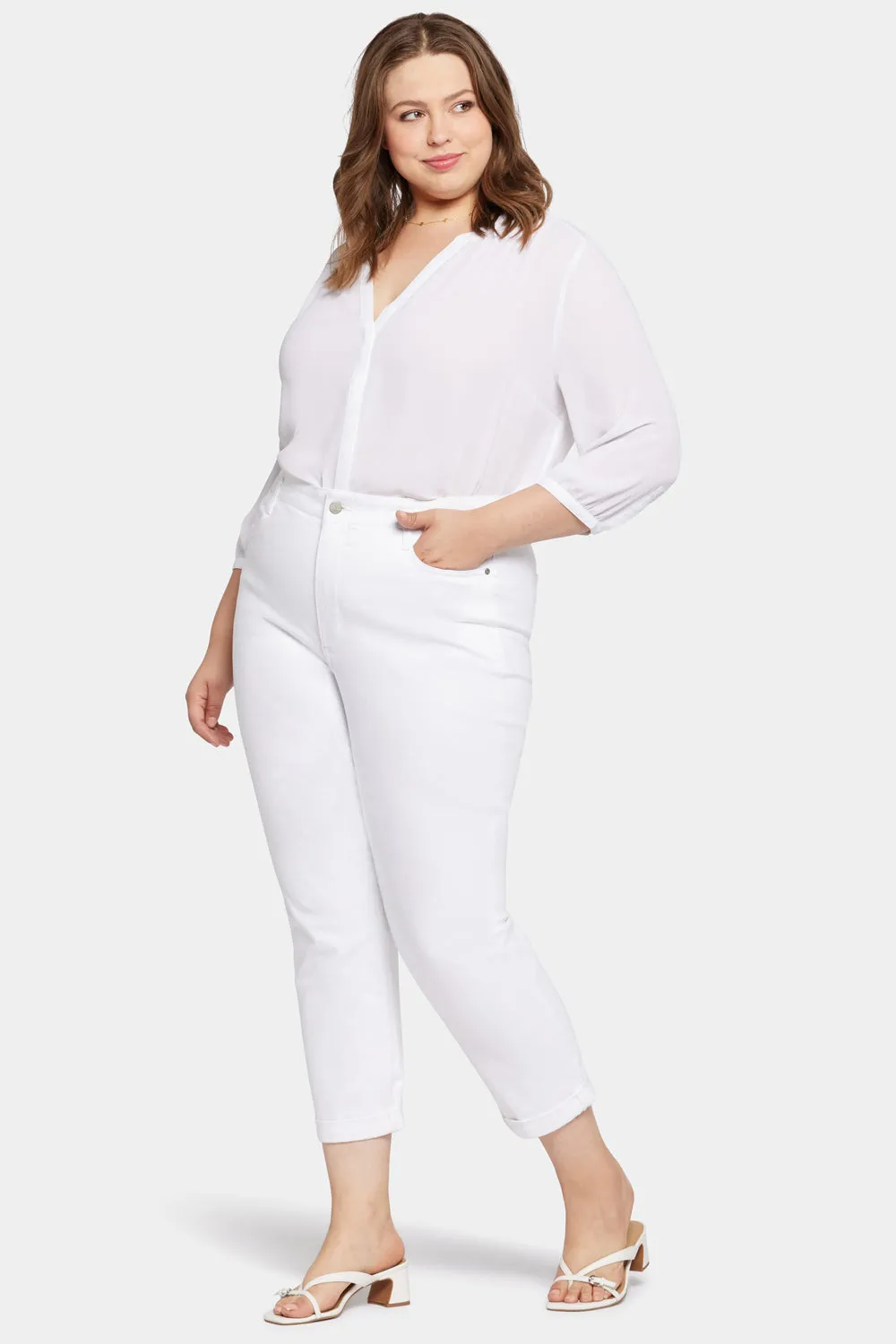 Margot Girlfriend Jeans In Petite Plus Size - Optic White