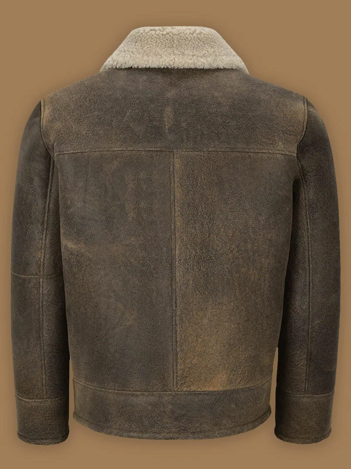 Men Old Fashion Brown Shearling Bomber Leather Jacket