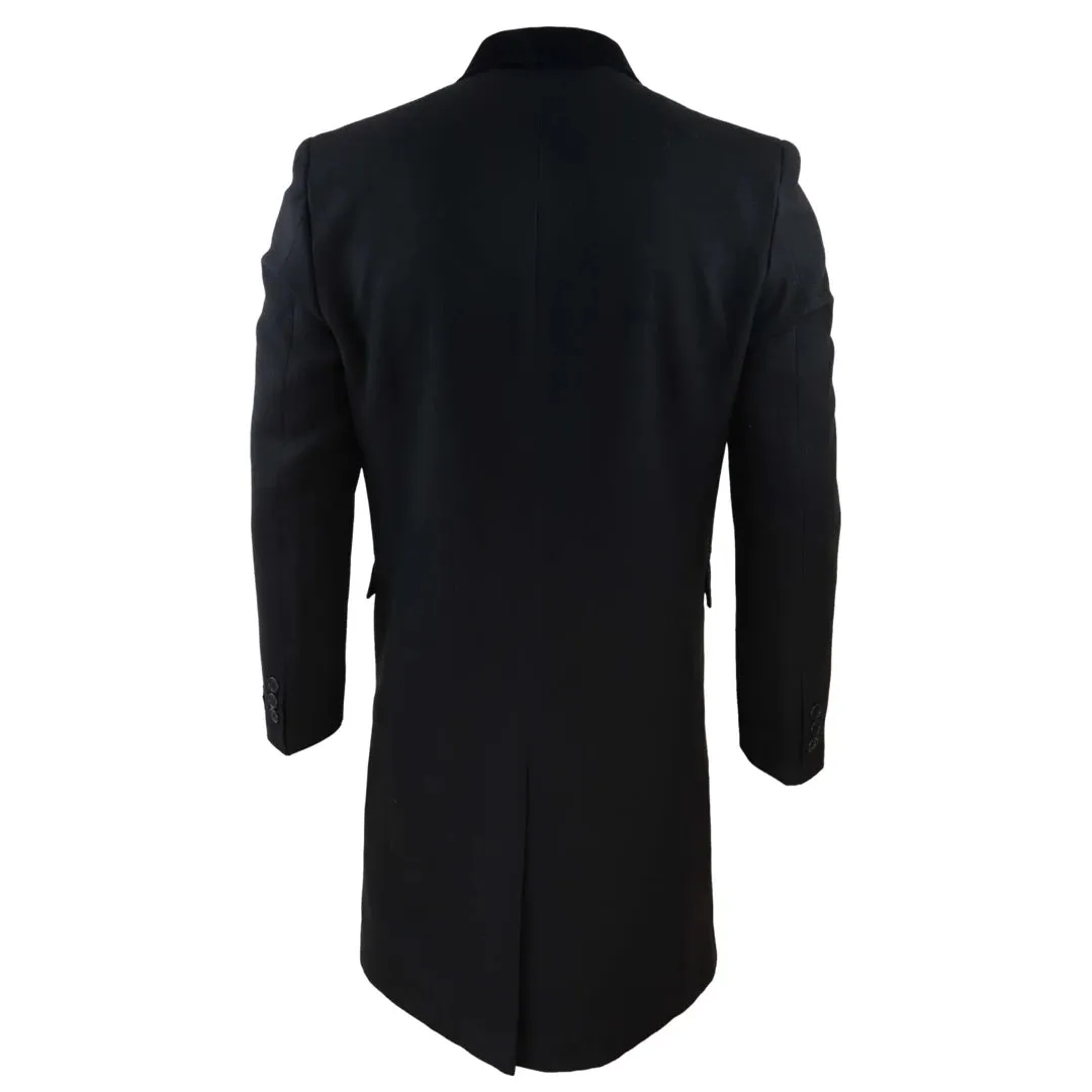 Men's 3/4 Long Double Breasted Overcoat Jacket Wool Coat Peaky Blinders