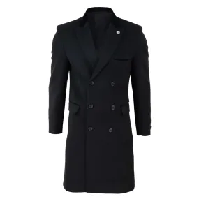 Men's 3/4 Long Double Breasted Overcoat Jacket Wool Coat Peaky Blinders