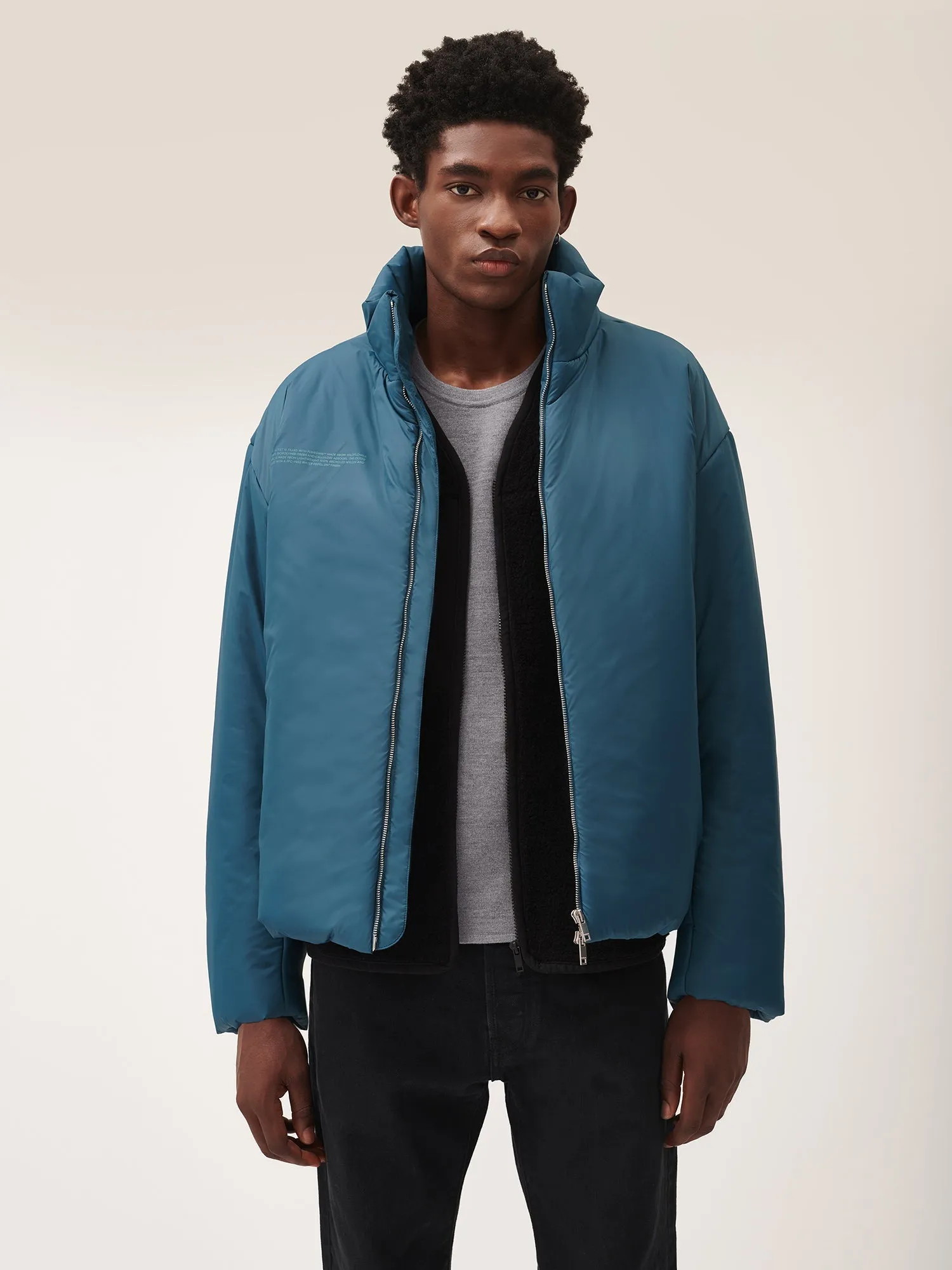 Mens Flower-Warmth Puffer Jacket—Storm Blue