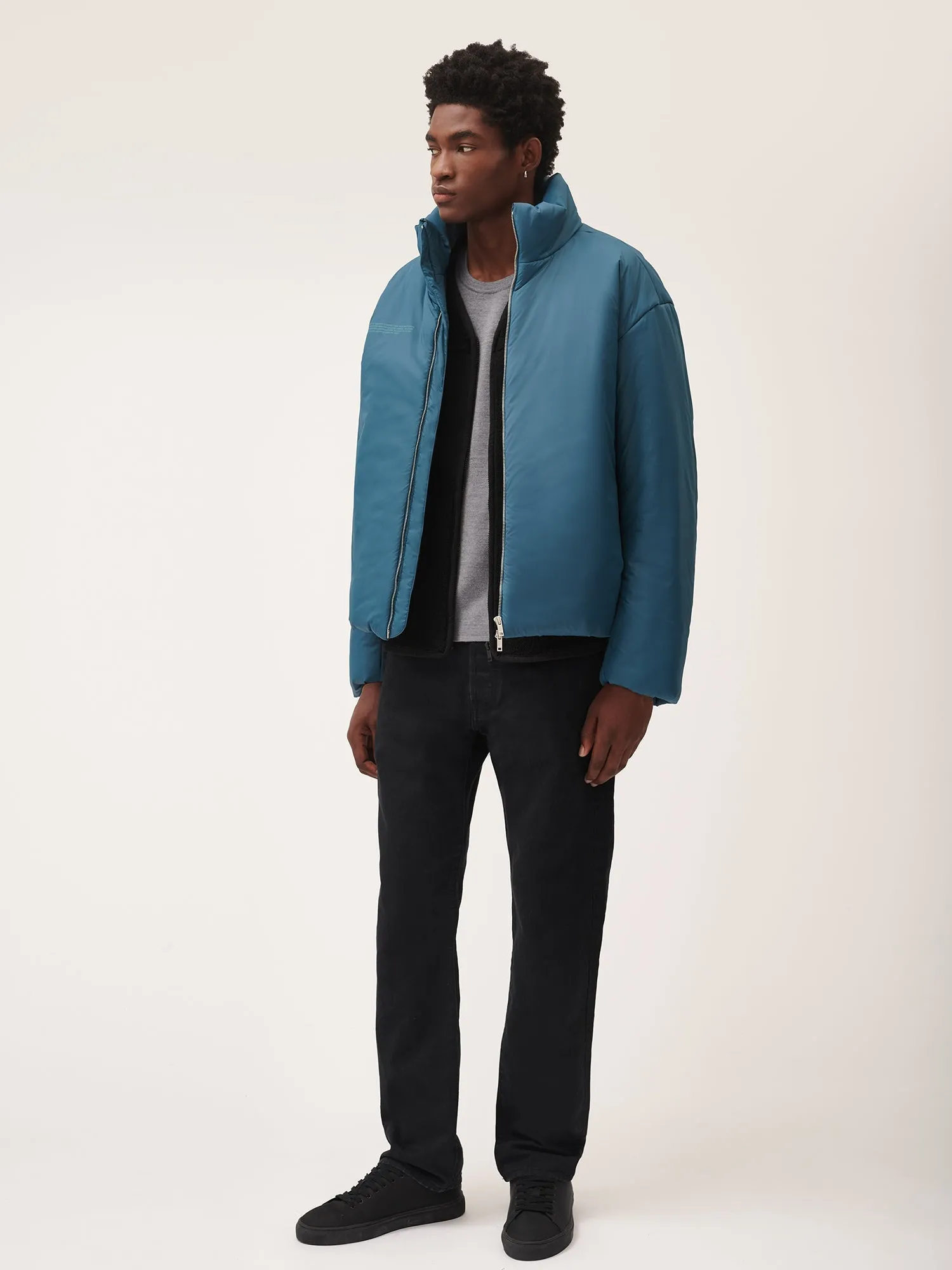 Mens Flower-Warmth Puffer Jacket—Storm Blue