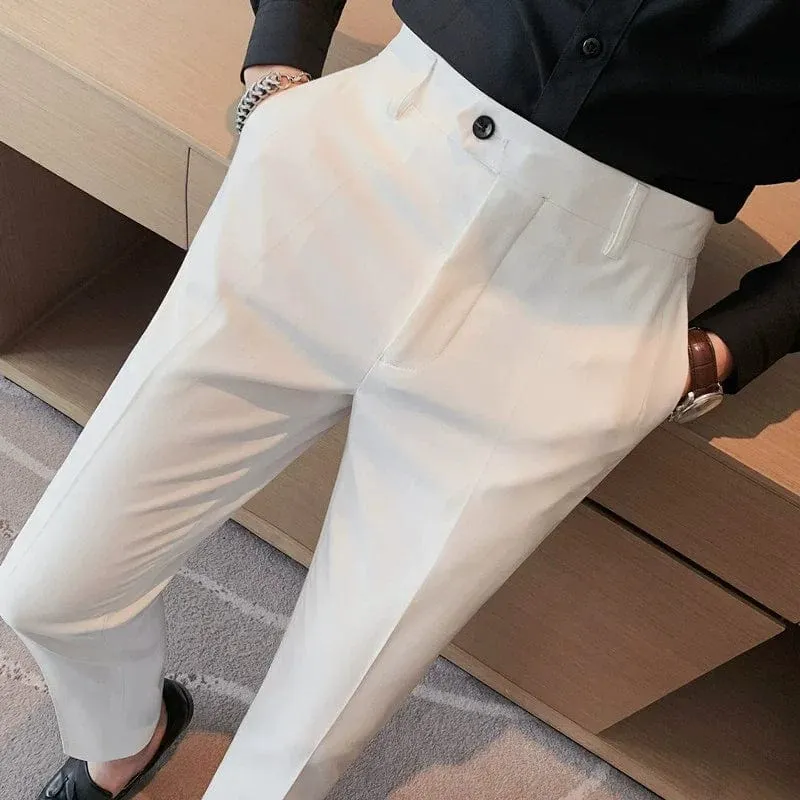 Men's Solid Straight Casual Pants: High-Quality, Fashionable Simplicity for Formal Business and Office Social Events