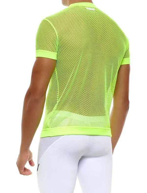 Modus Vivendi Mesh T-Shirt C-Through Muscle Fit Neon Yellow Shirt 08033 B71