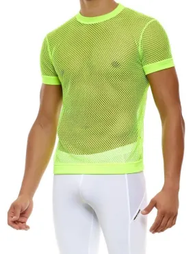 Modus Vivendi Mesh T-Shirt C-Through Muscle Fit Neon Yellow Shirt 08033 B71