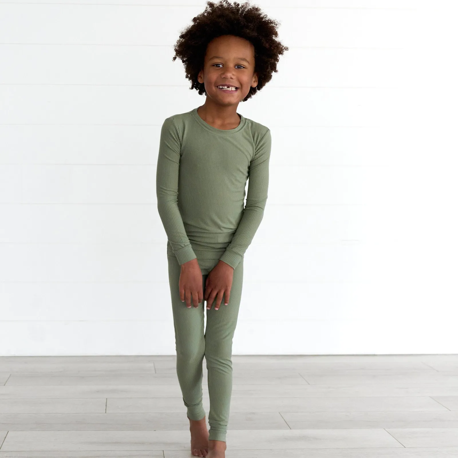 Moss Ribbed Two-Piece Pajama Set