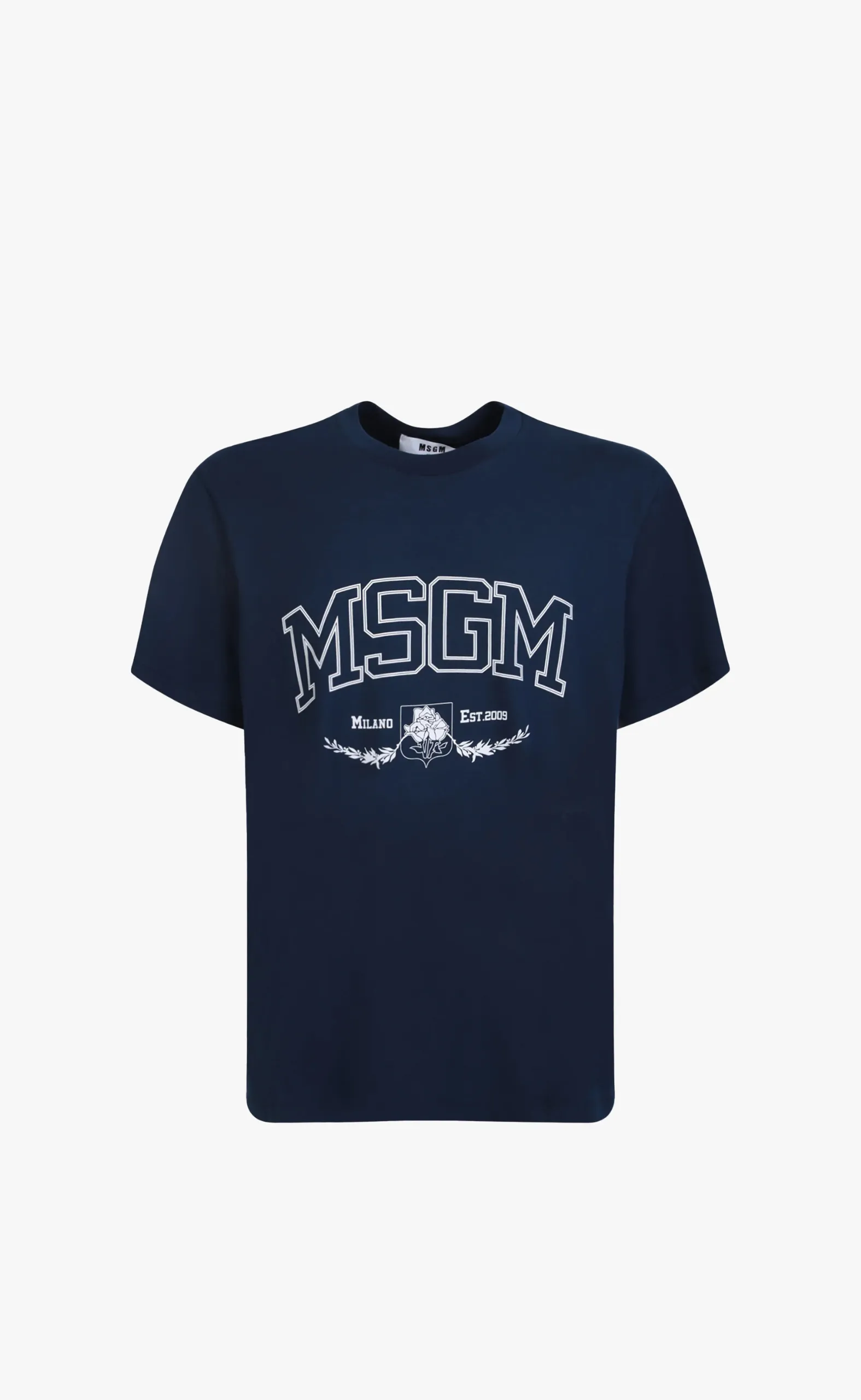 MSGM COLLEGE EST.2009 PRINT DARK BLUE T-SHIRT