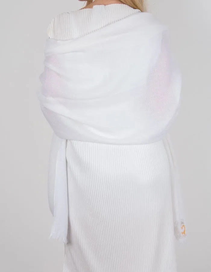 Natural White Cashmere Pashmina