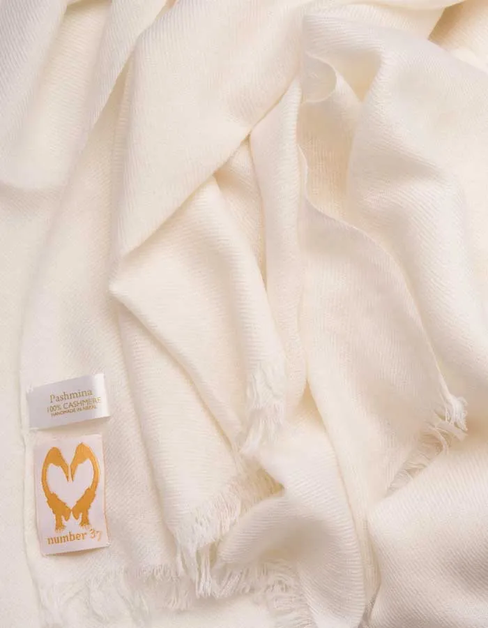 Natural White Cashmere Pashmina