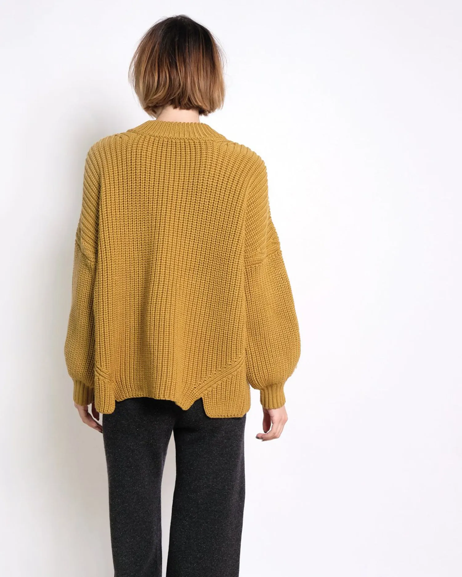 Notched Hem Sweater –Ochre