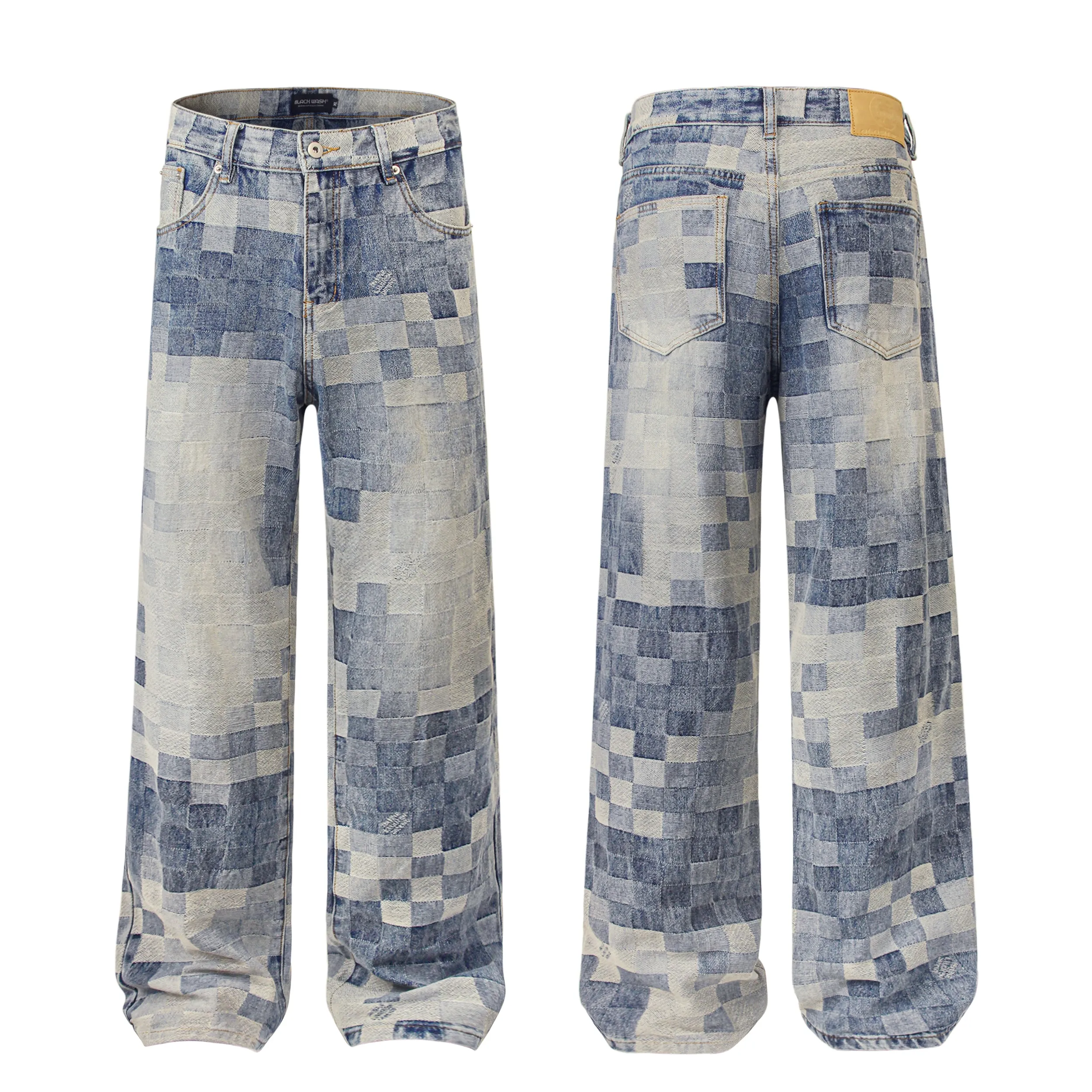 Pixel Patchwork | Faded Baggy Jeans