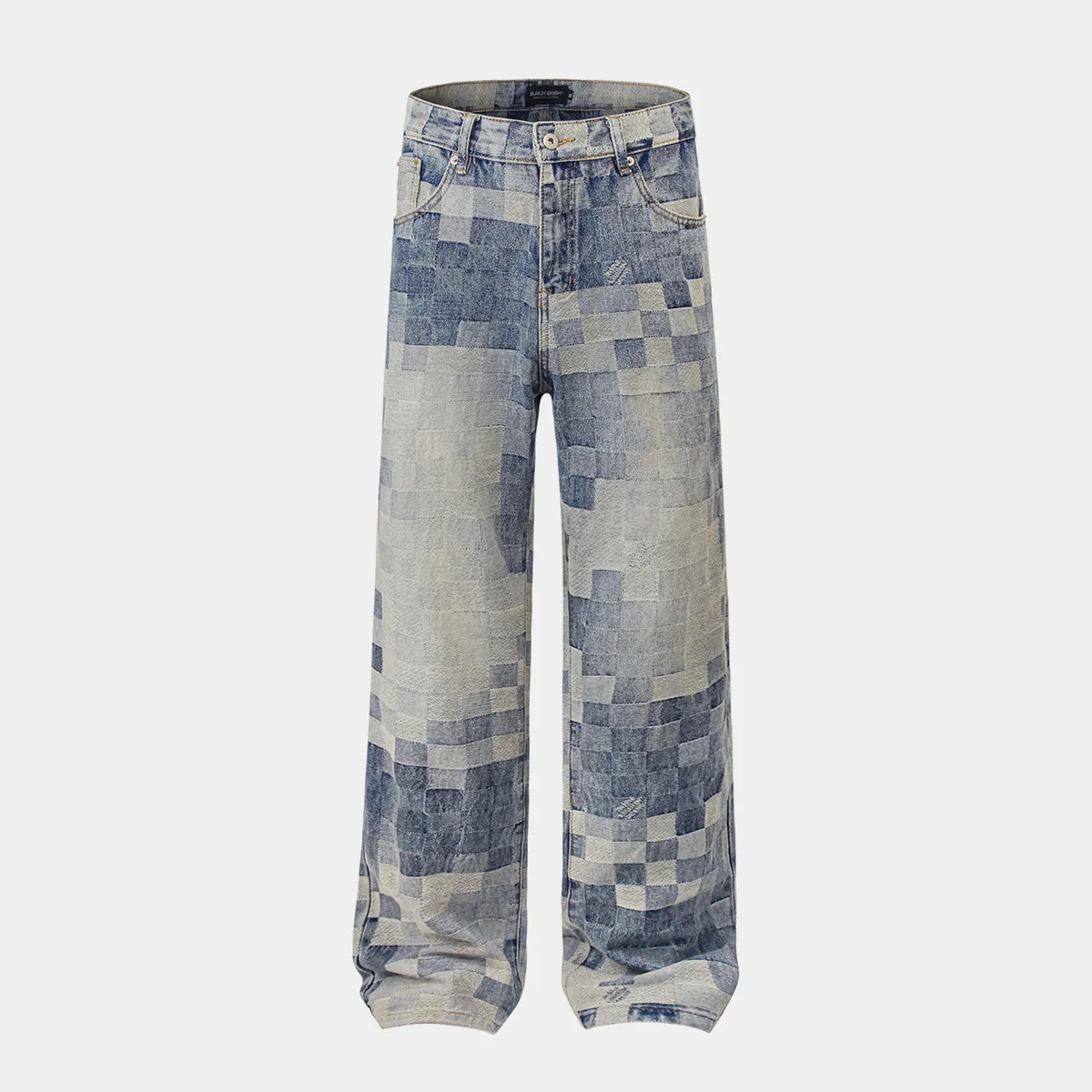 Pixel Patchwork | Faded Baggy Jeans