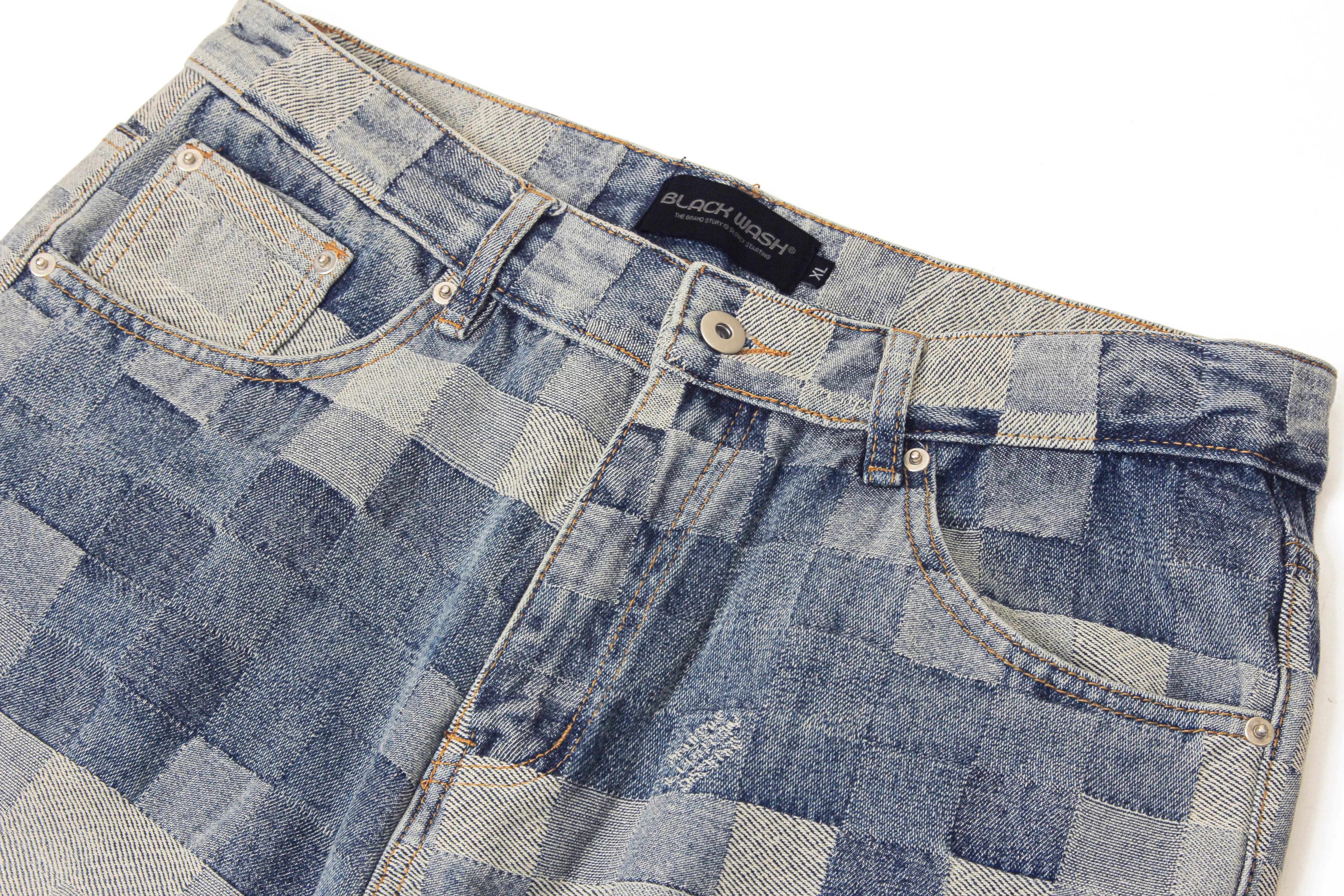 Pixel Patchwork | Faded Baggy Jeans