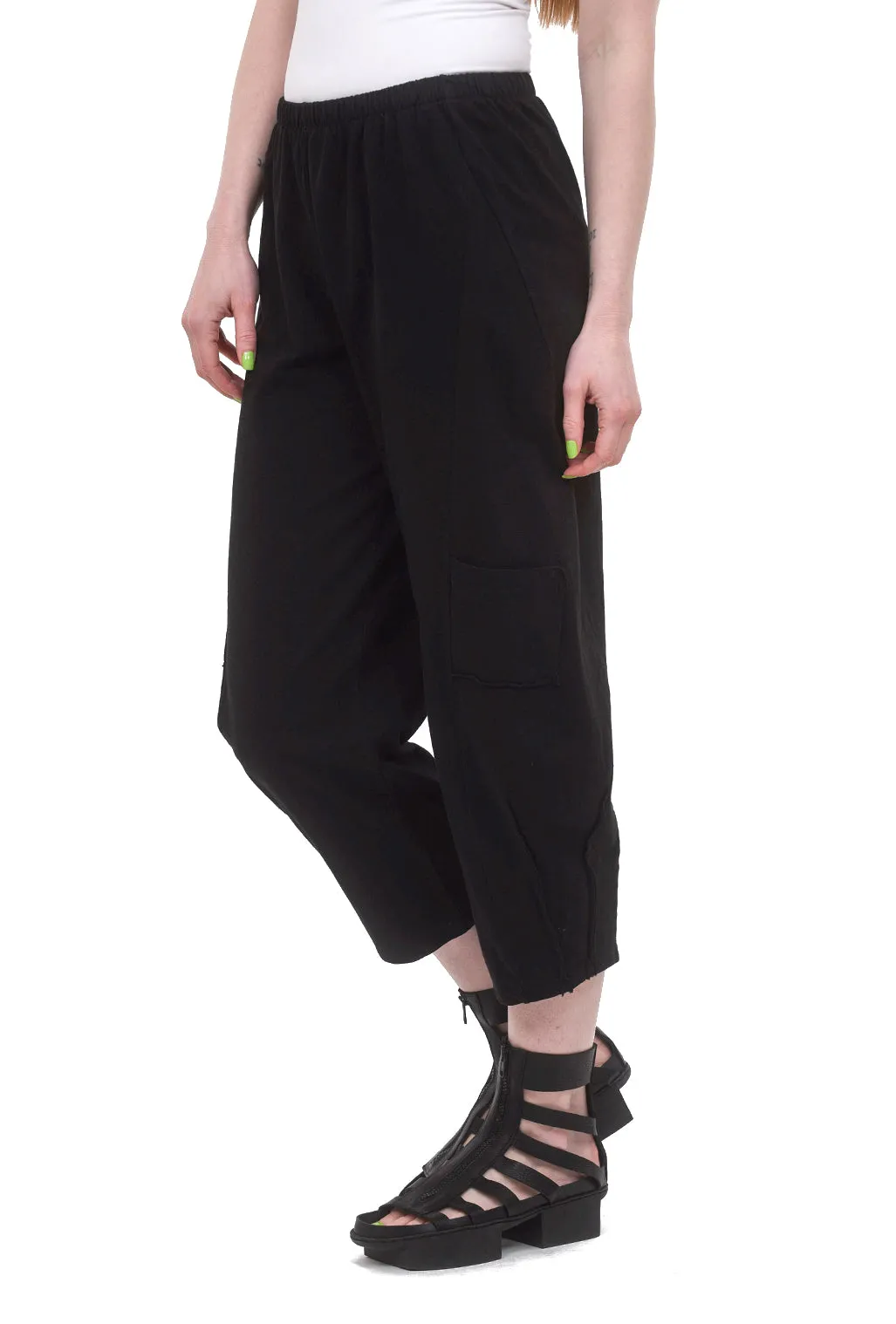 Pleat Crop Pant, Black