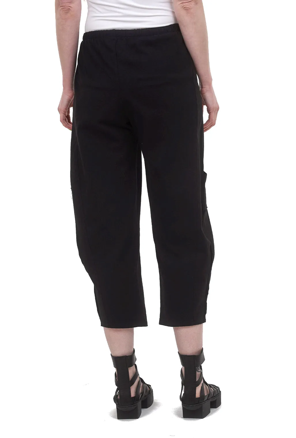 Pleat Crop Pant, Black