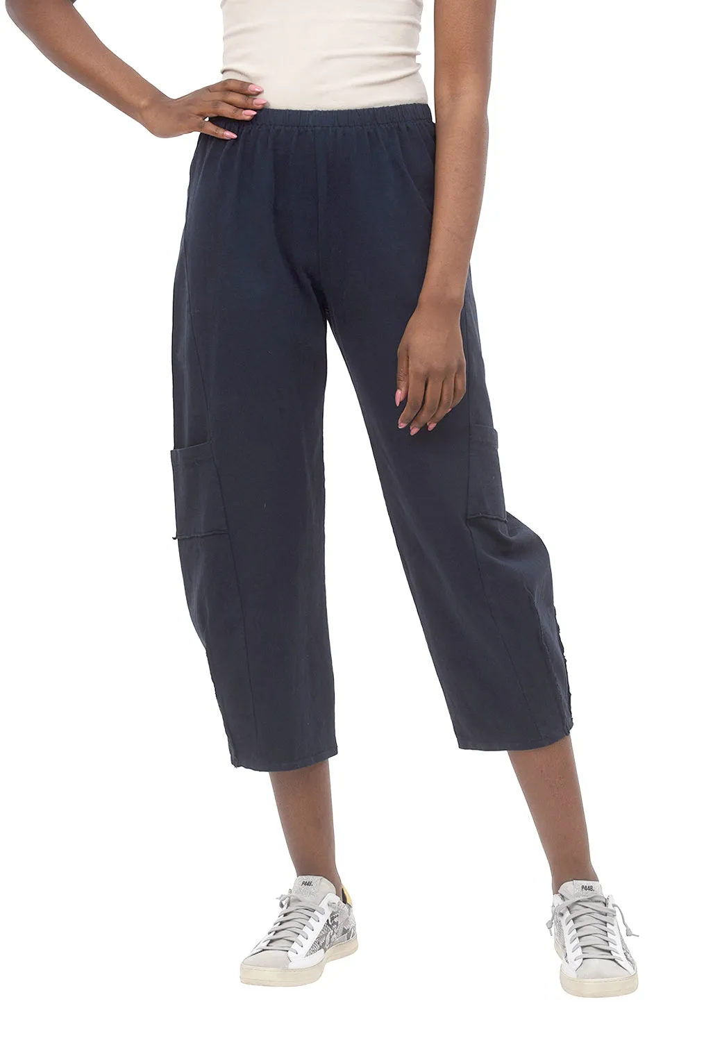 Pleat Cropped Pocket Pants, Ink