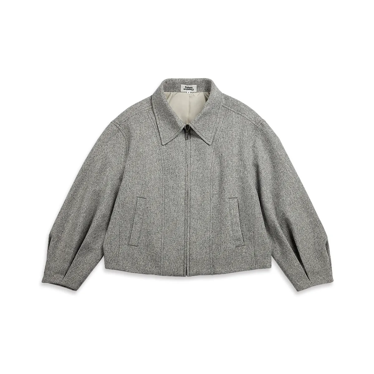 Puff Sleeve Zip Jacket Lt Grey Heather