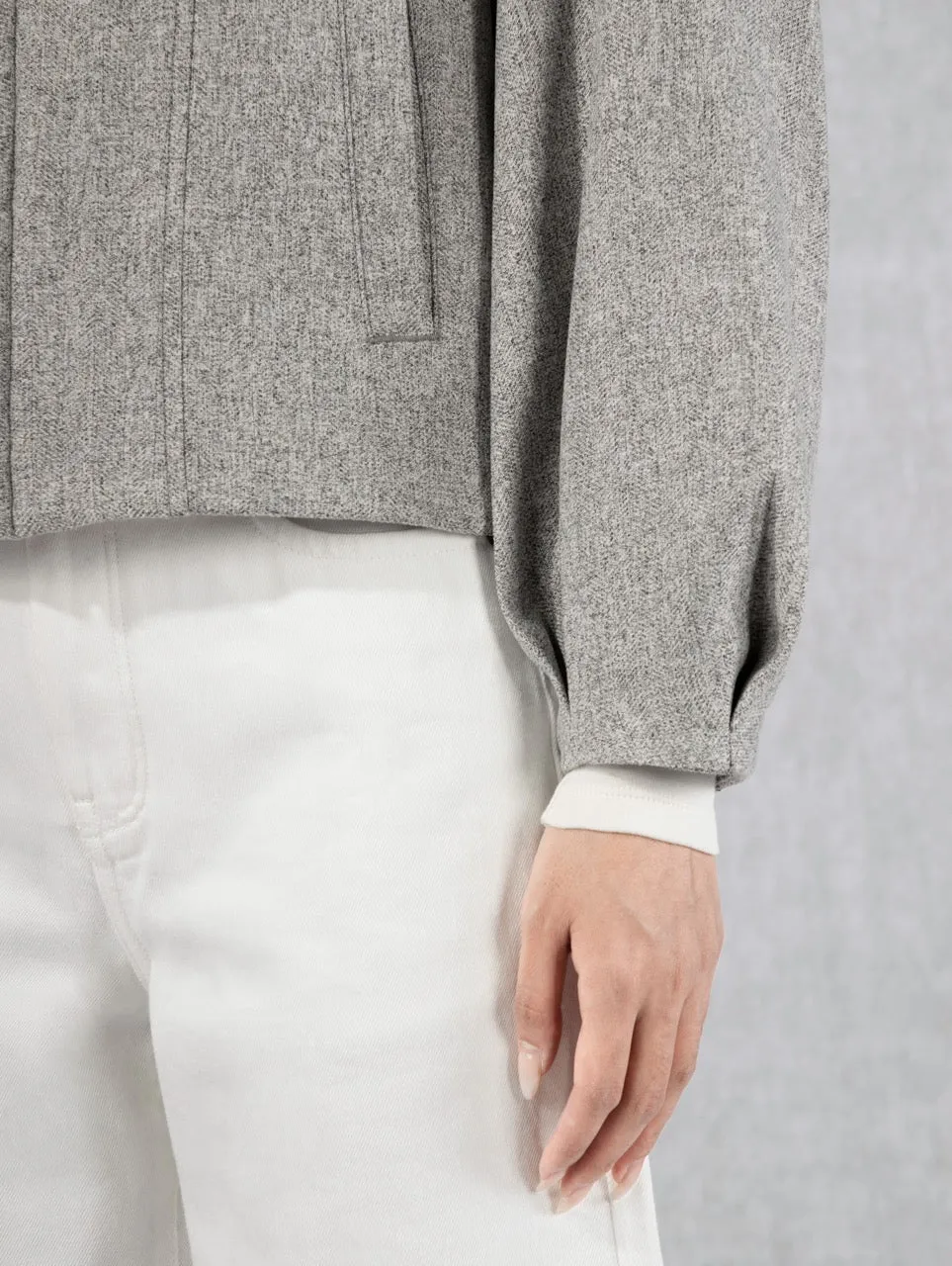 Puff Sleeve Zip Jacket Lt Grey Heather