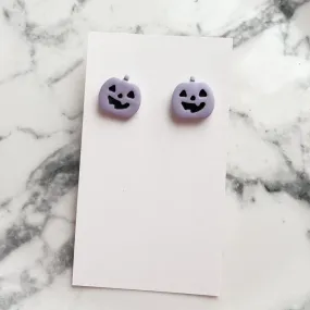 Purple Clay Jack-O-Lantern Stud Earrings