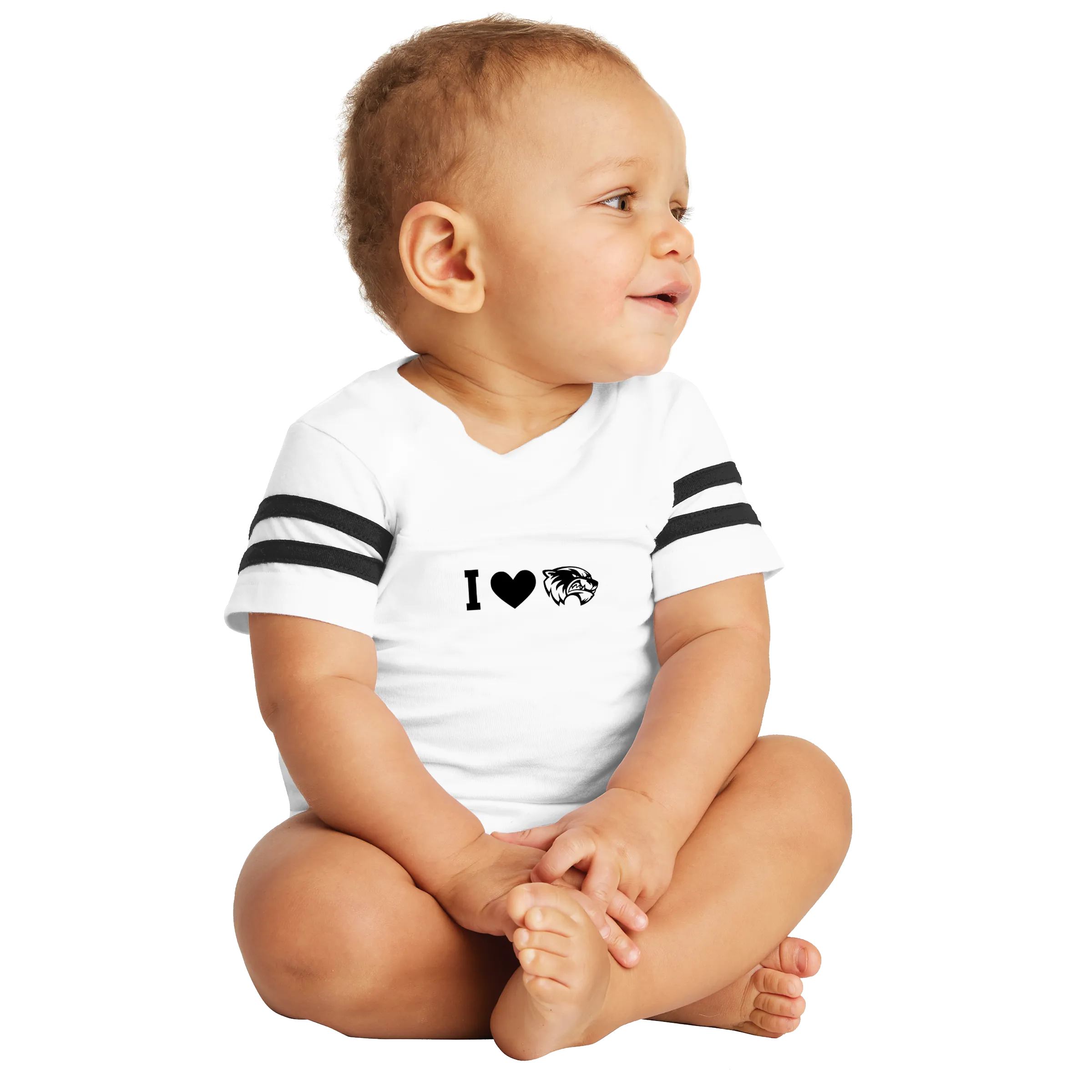 Rabbit Skins Infant Football Fine Jersey Bodysuit- I Love Wolverines