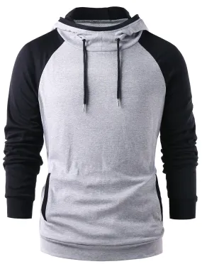 Raglan Sleeve Color Blocking Pullover Hoodie