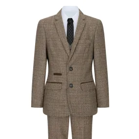 Ralph - Boys 3 Piece Brown Suit Tweed Check 1920s