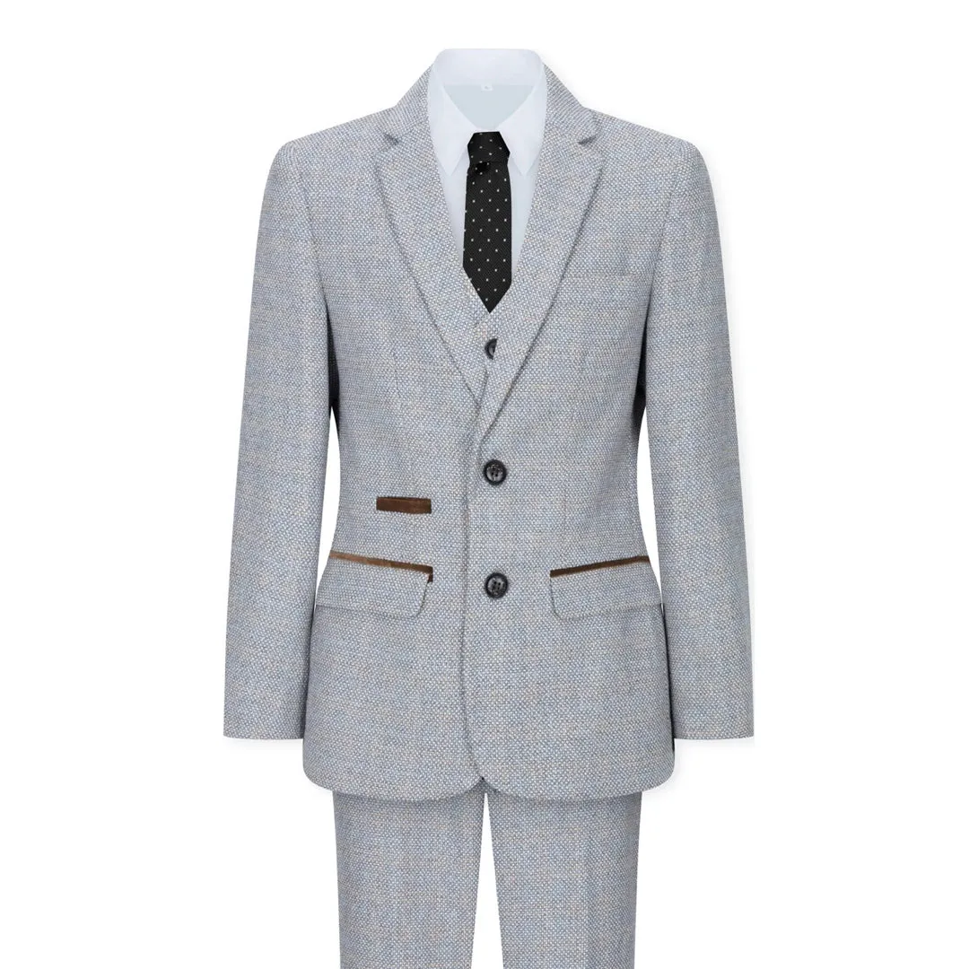 Ralph - Boys 3 Piece Suit Cream Beige Tweed Check 1920s