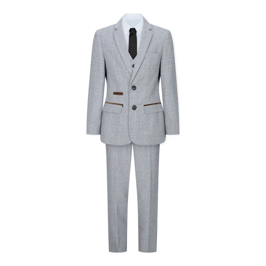 Ralph - Boys 3 Piece Suit Cream Beige Tweed Check 1920s