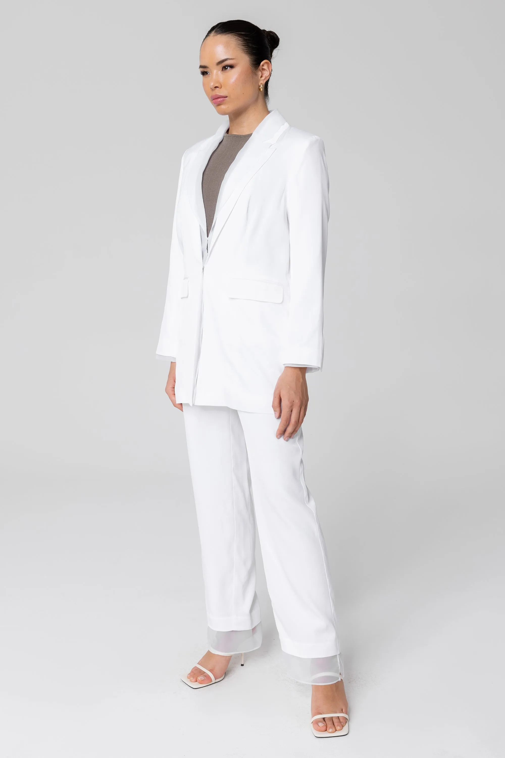 Rayan Organza Trim Trousers - White