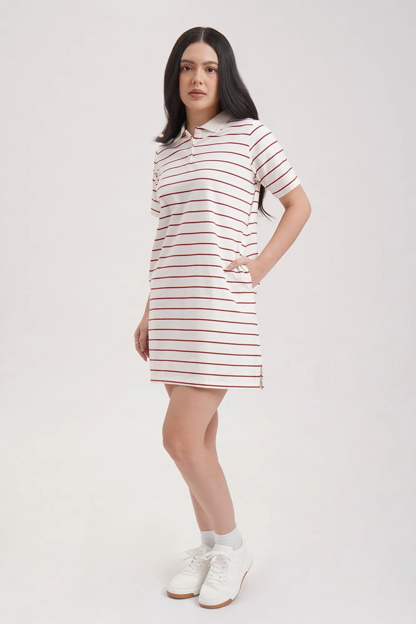 Relaxed Fit Striped Polo Dress