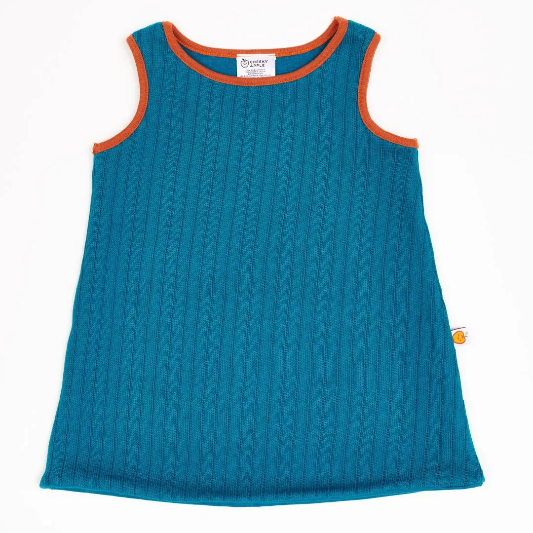 Reversible dress "Rib knit Petrol/Jacquard Petrol"