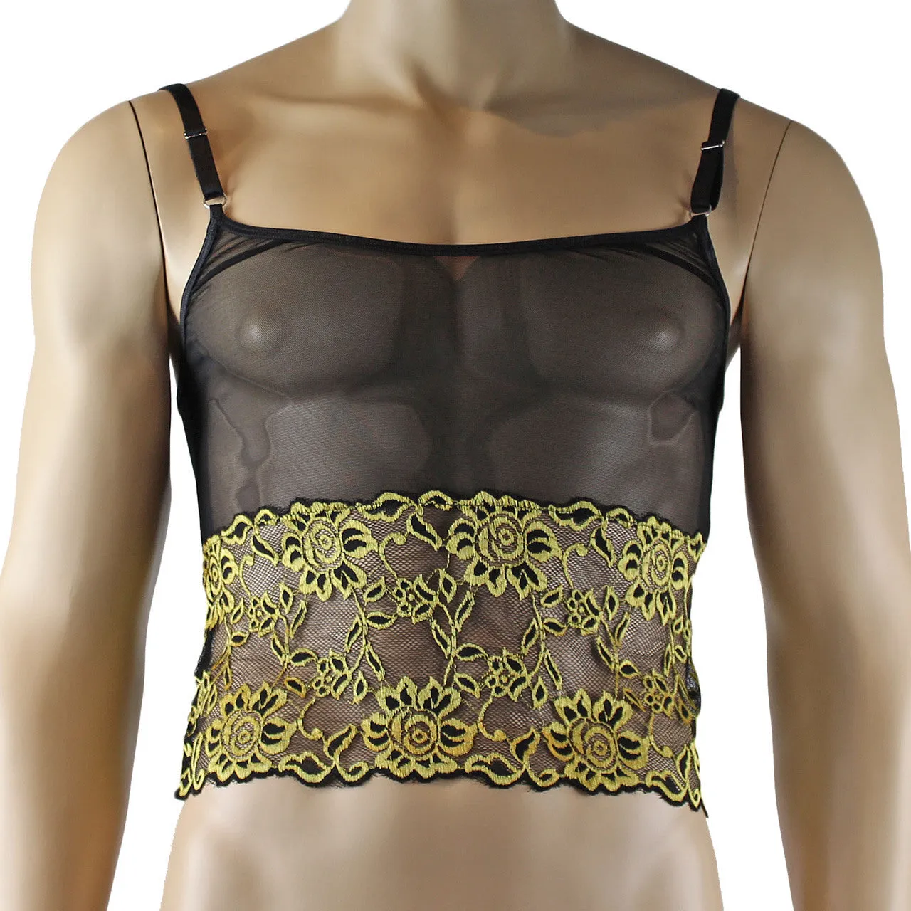 SALE - Mens Sassy Mesh and Lace Camisole Gold