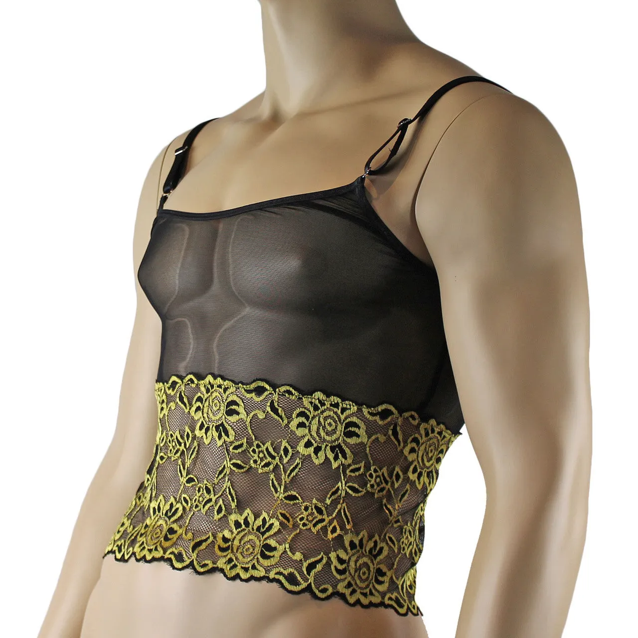 SALE - Mens Sassy Mesh and Lace Camisole Gold