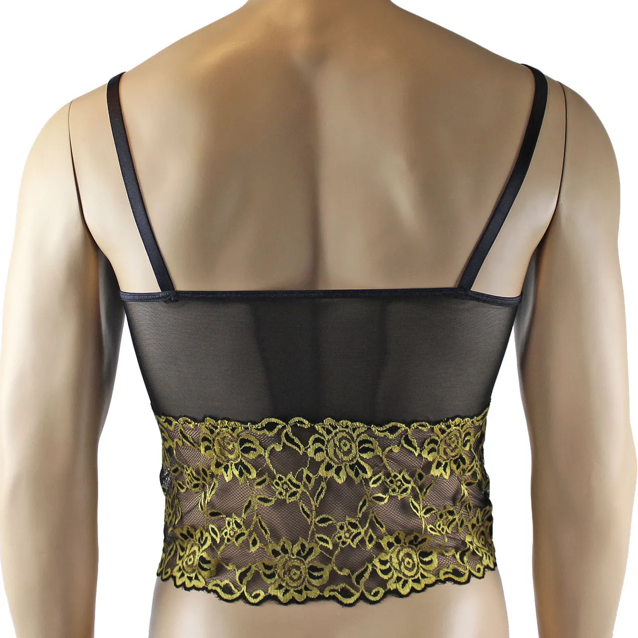 SALE - Mens Sassy Mesh and Lace Camisole Gold