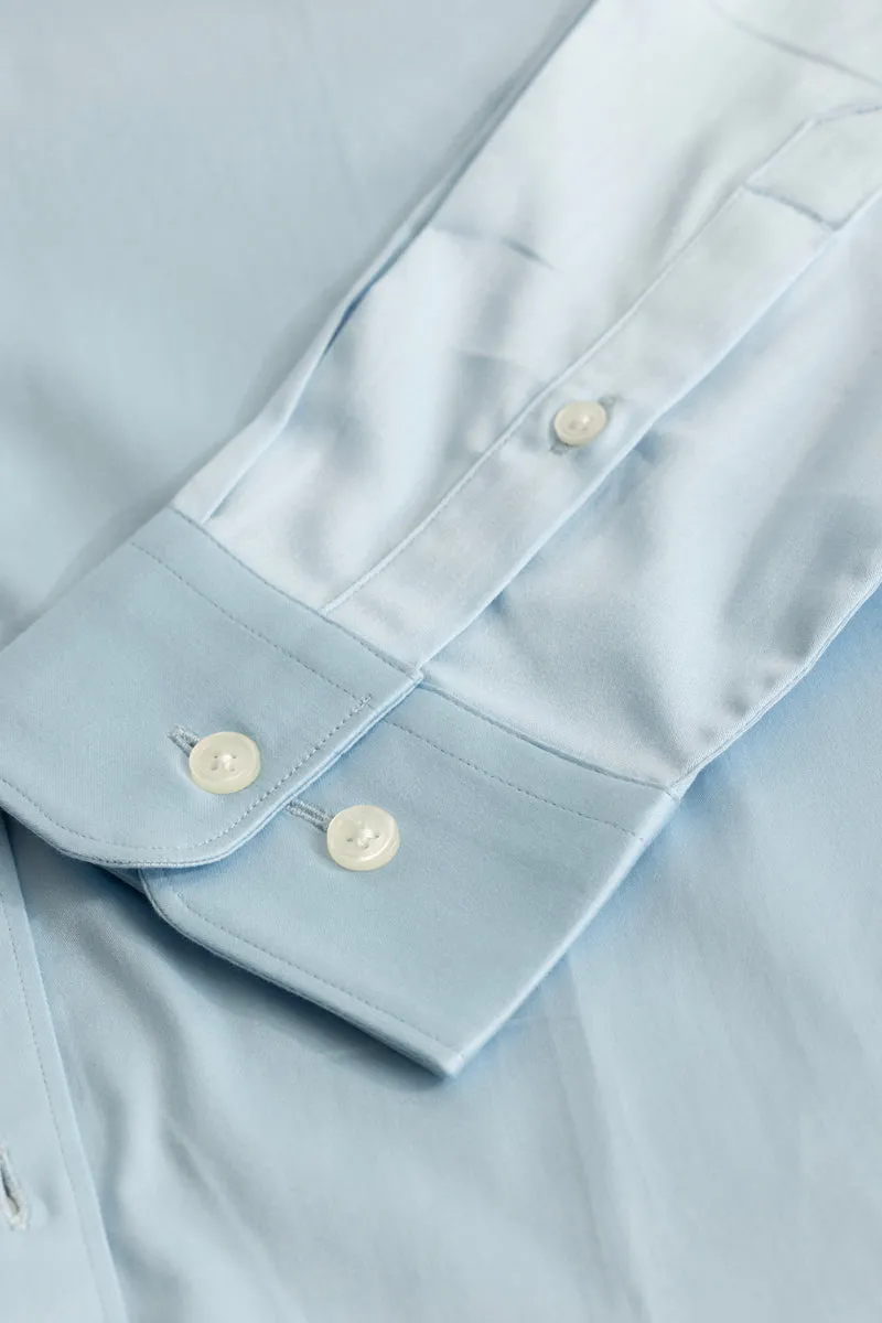 Satin Stretch Light Blue Plain Shirt