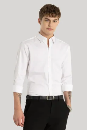 Satin Stretch White Plain Shirt