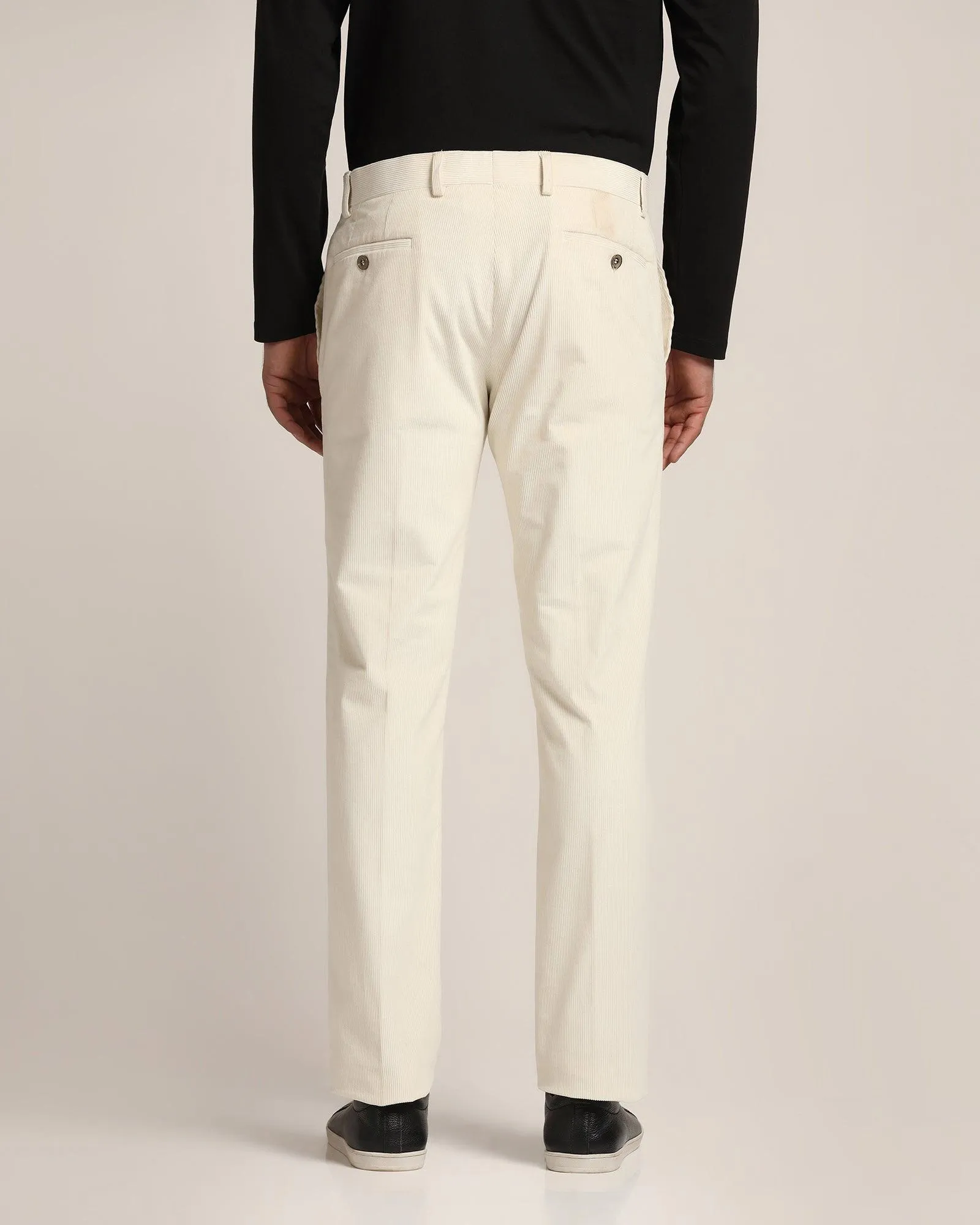 Slim Comfort B-95 Formal Beige Solid Trouser - Corduroy