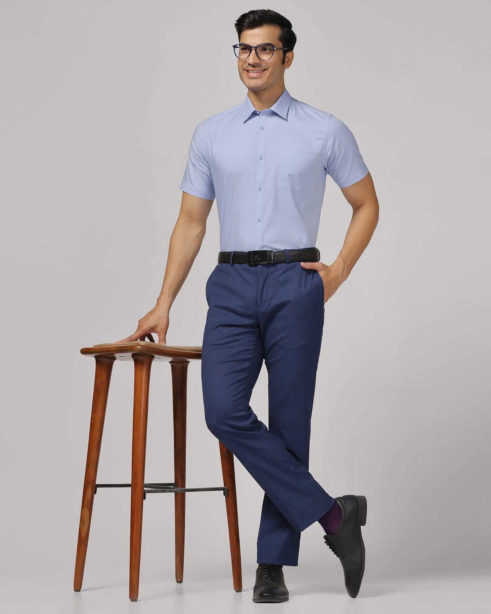 Slim Comfort B-95 Formal Navy Textured Trouser - Scout