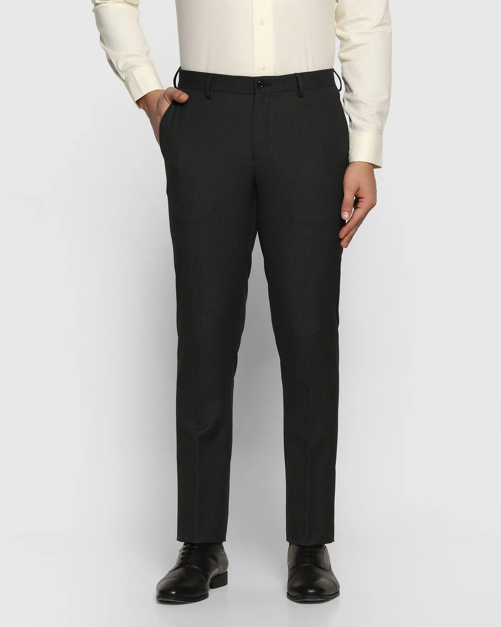 Slim Fit B-91 Formal Charcoal Textured Trouser - Hobbit