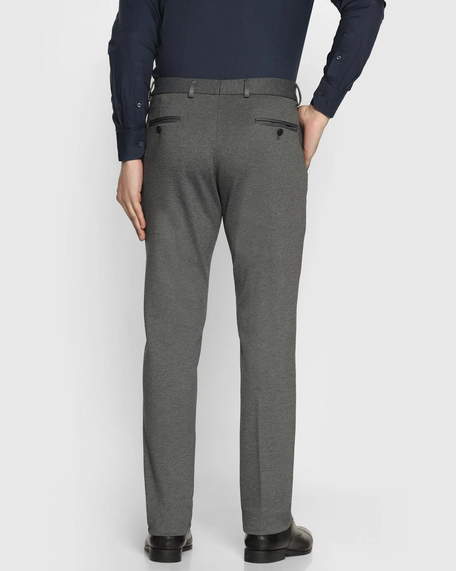 Slim Fit B-91 Formal Dark Grey Textured Trouser - Walk