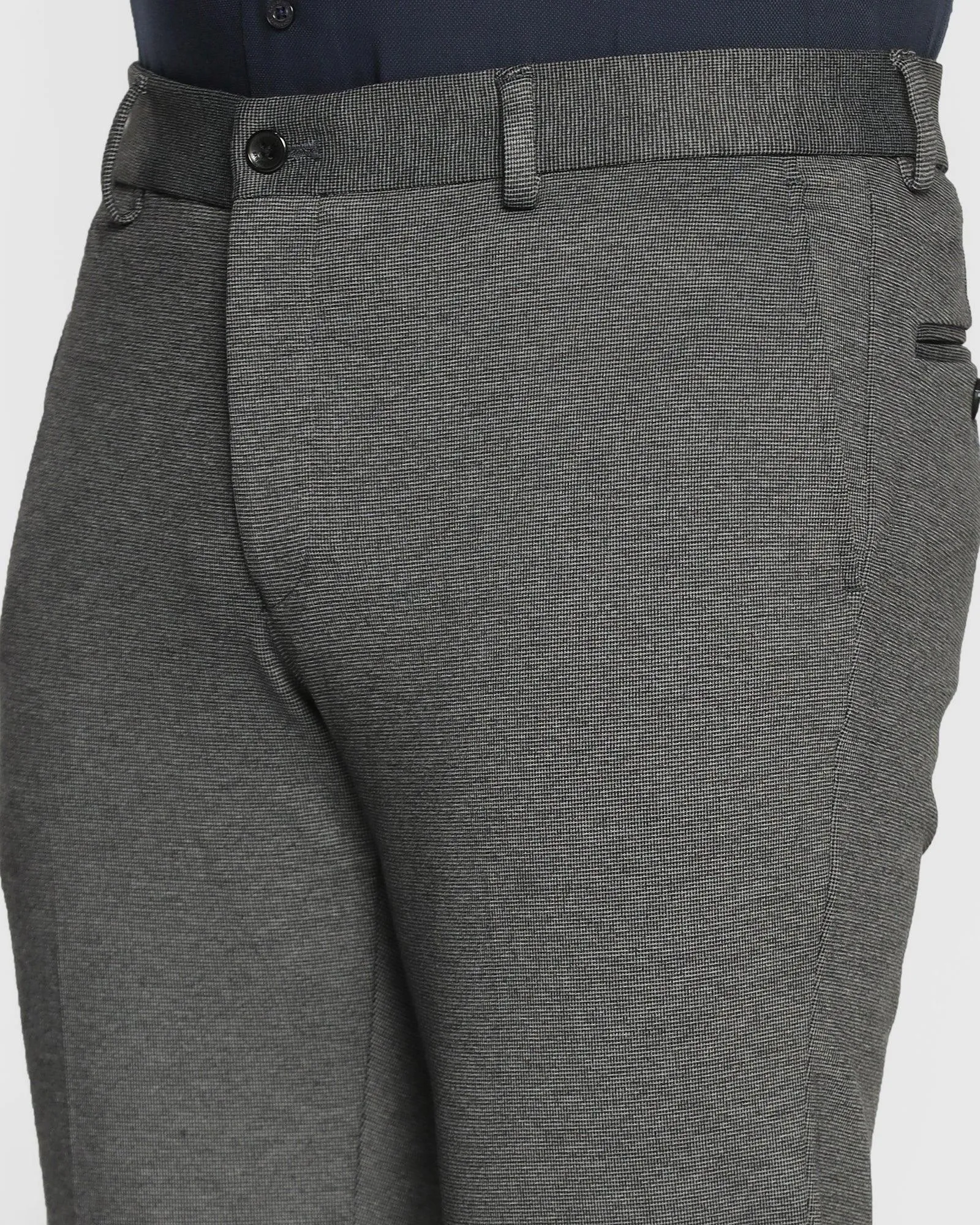 Slim Fit B-91 Formal Dark Grey Textured Trouser - Walk