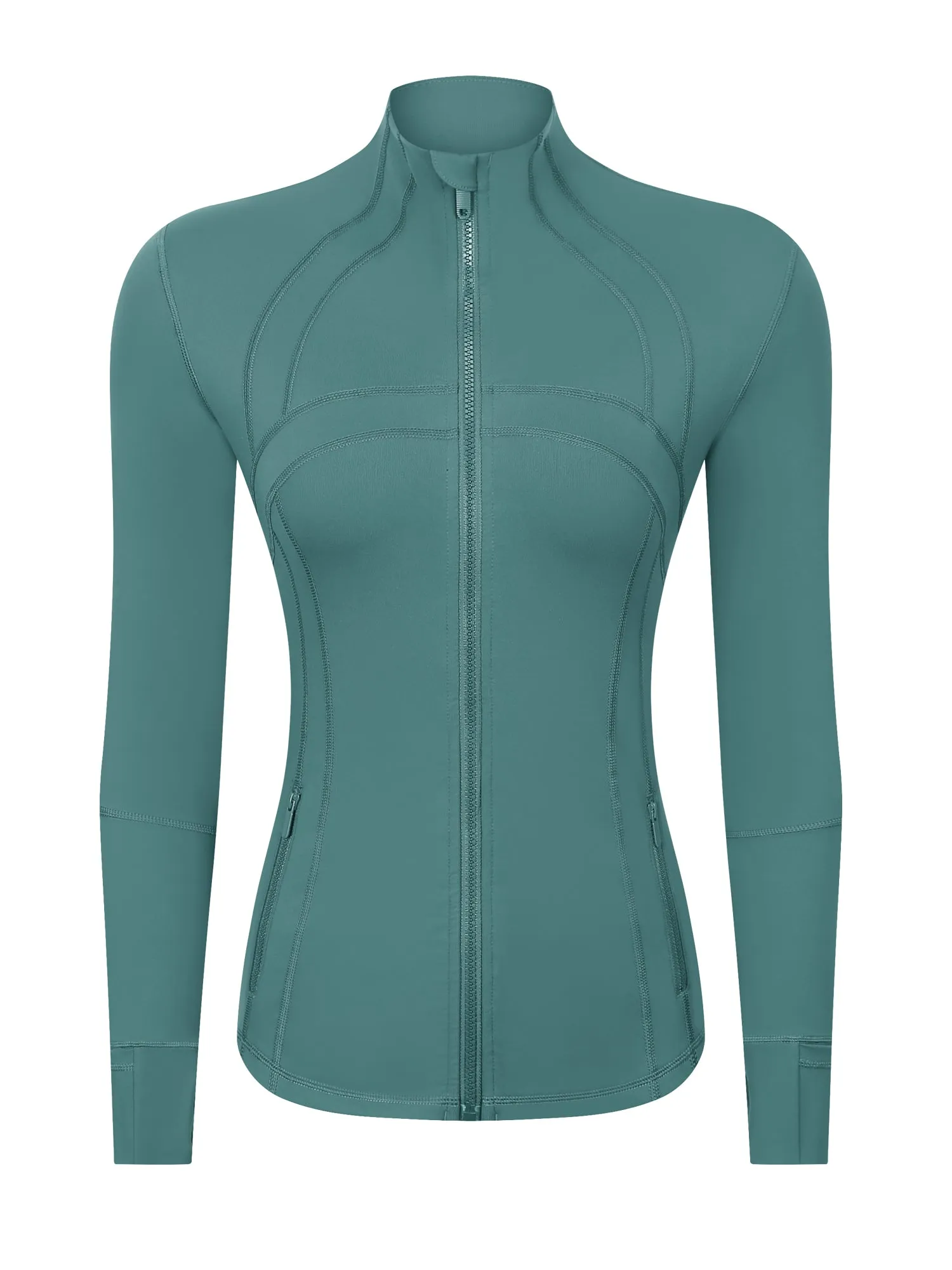 Stretch Full Zip Long Sleeve Sports Top with Pockets