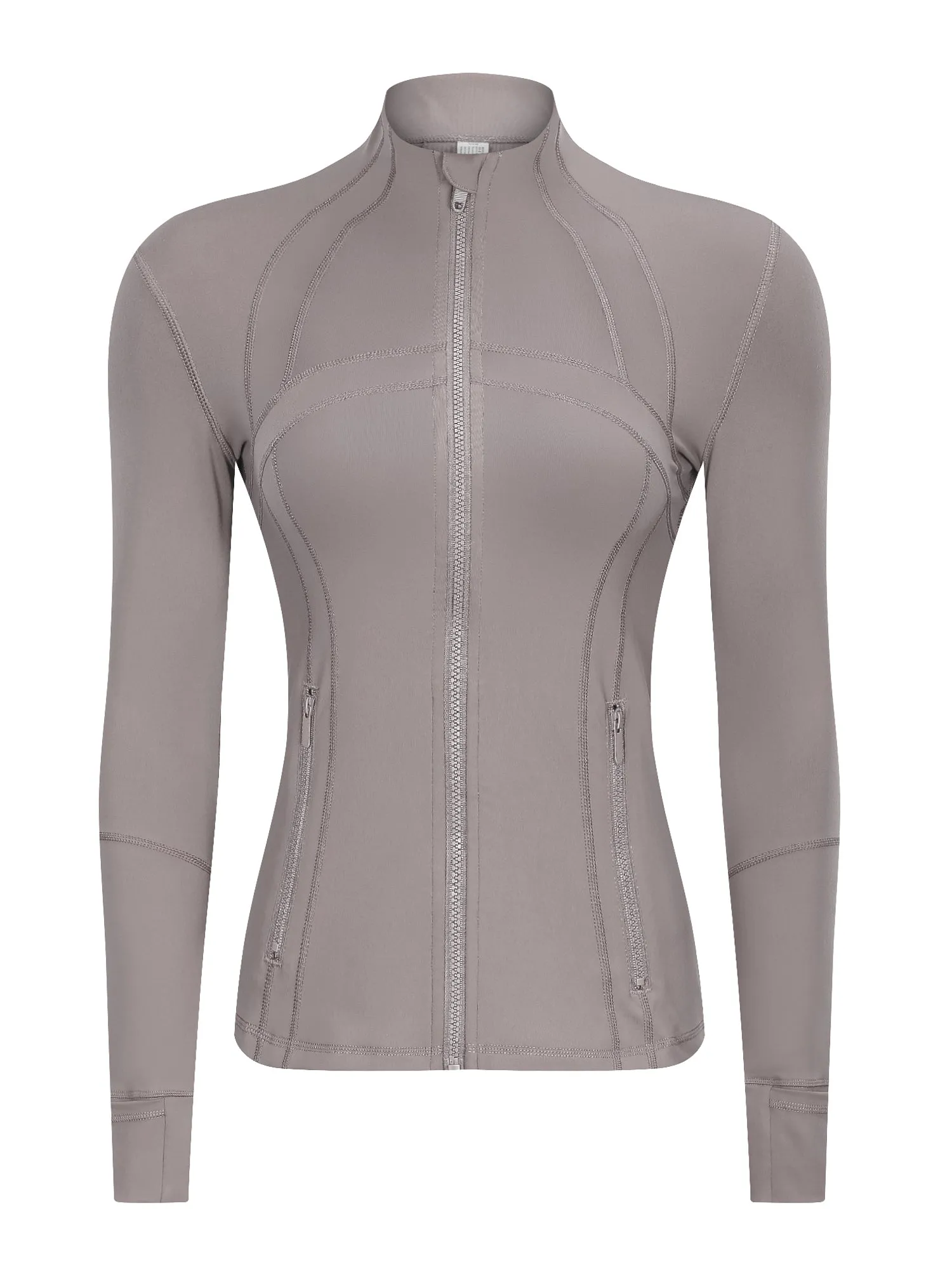 Stretch Full Zip Long Sleeve Sports Top with Pockets