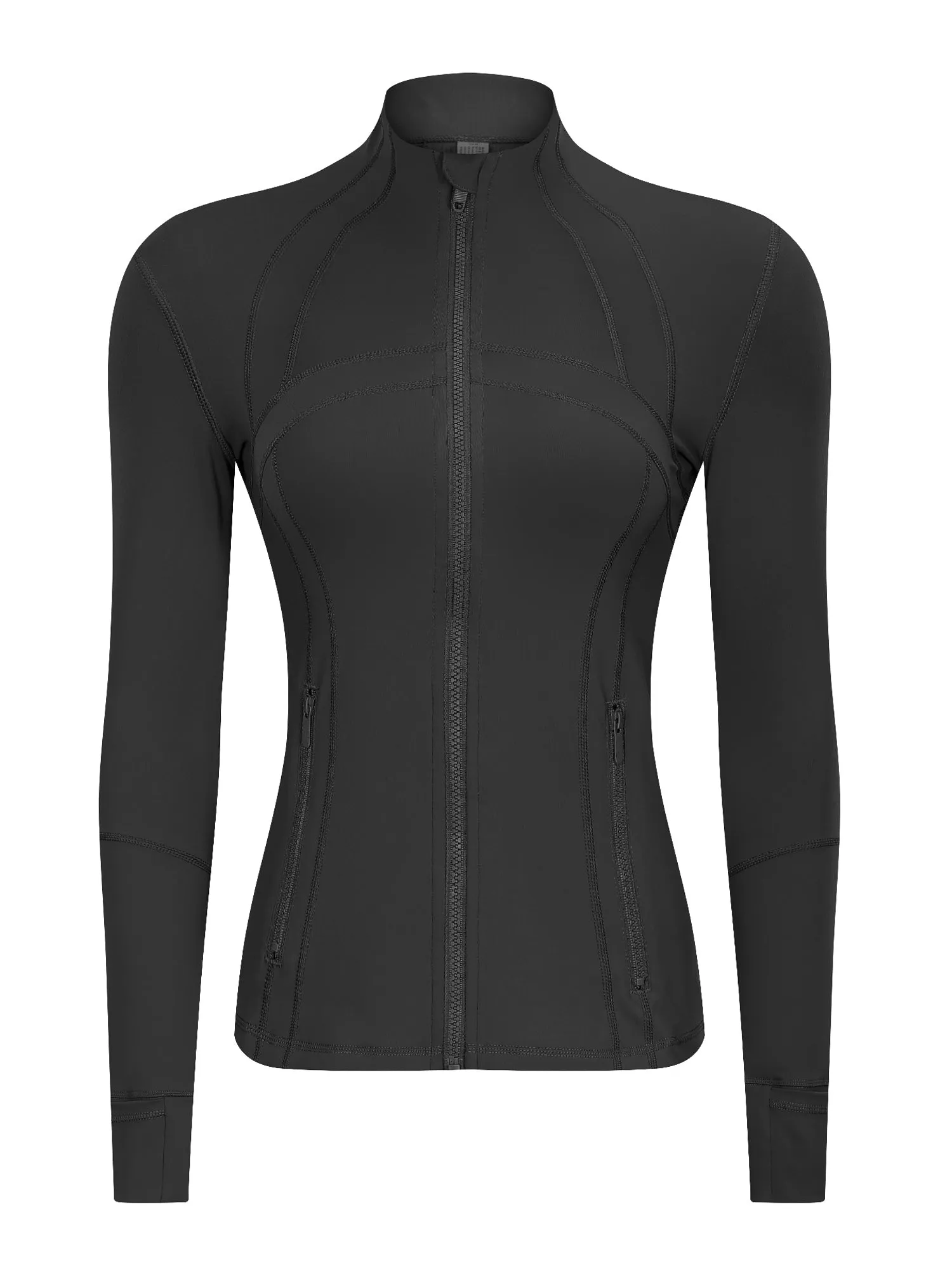 Stretch Full Zip Long Sleeve Sports Top with Pockets