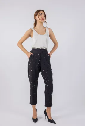 Studded Slim Fit Formal Trousers