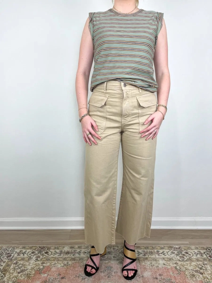 Taylor Cropped High Rise Wide in Stone Khaki