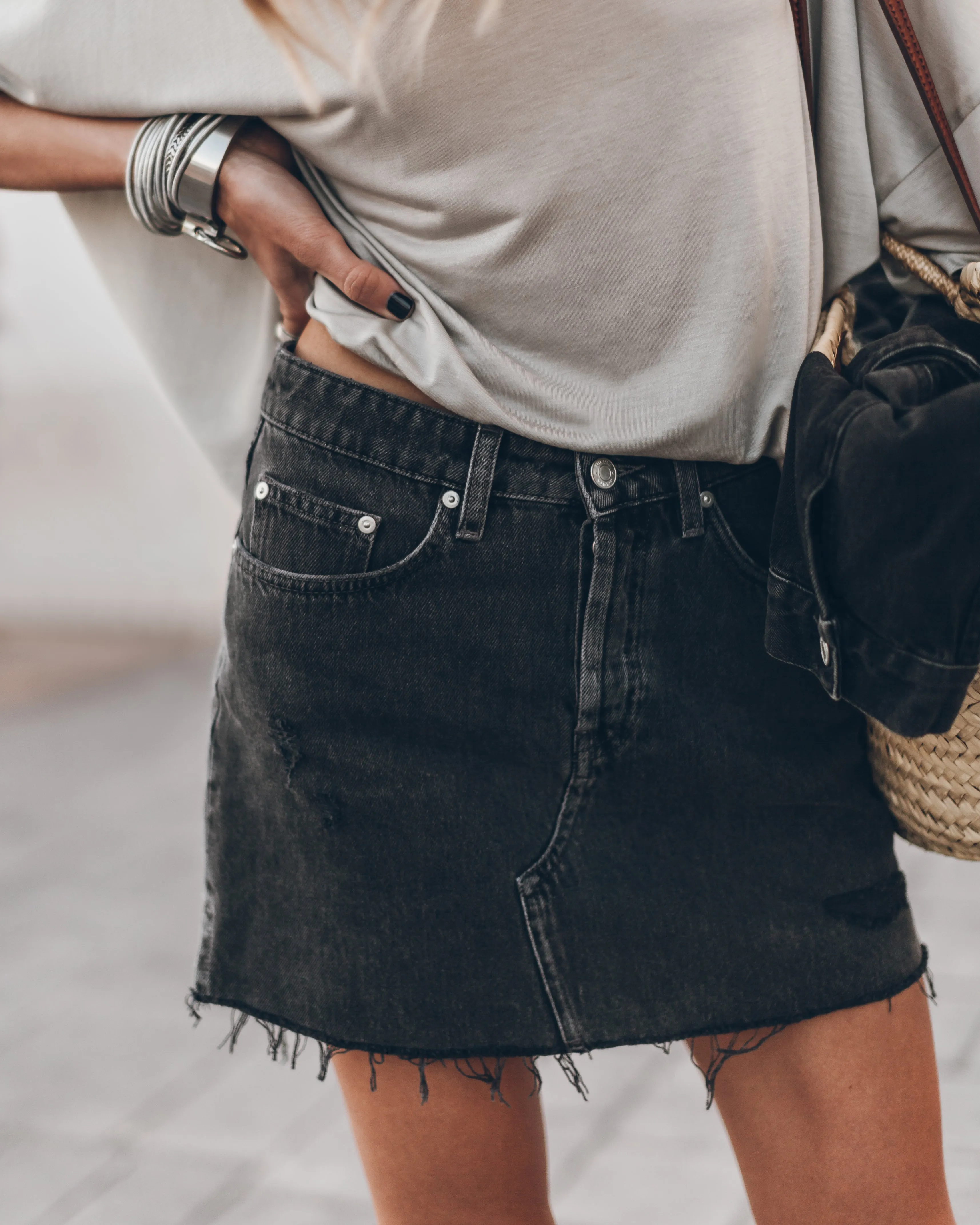 The Black Denim Skirt