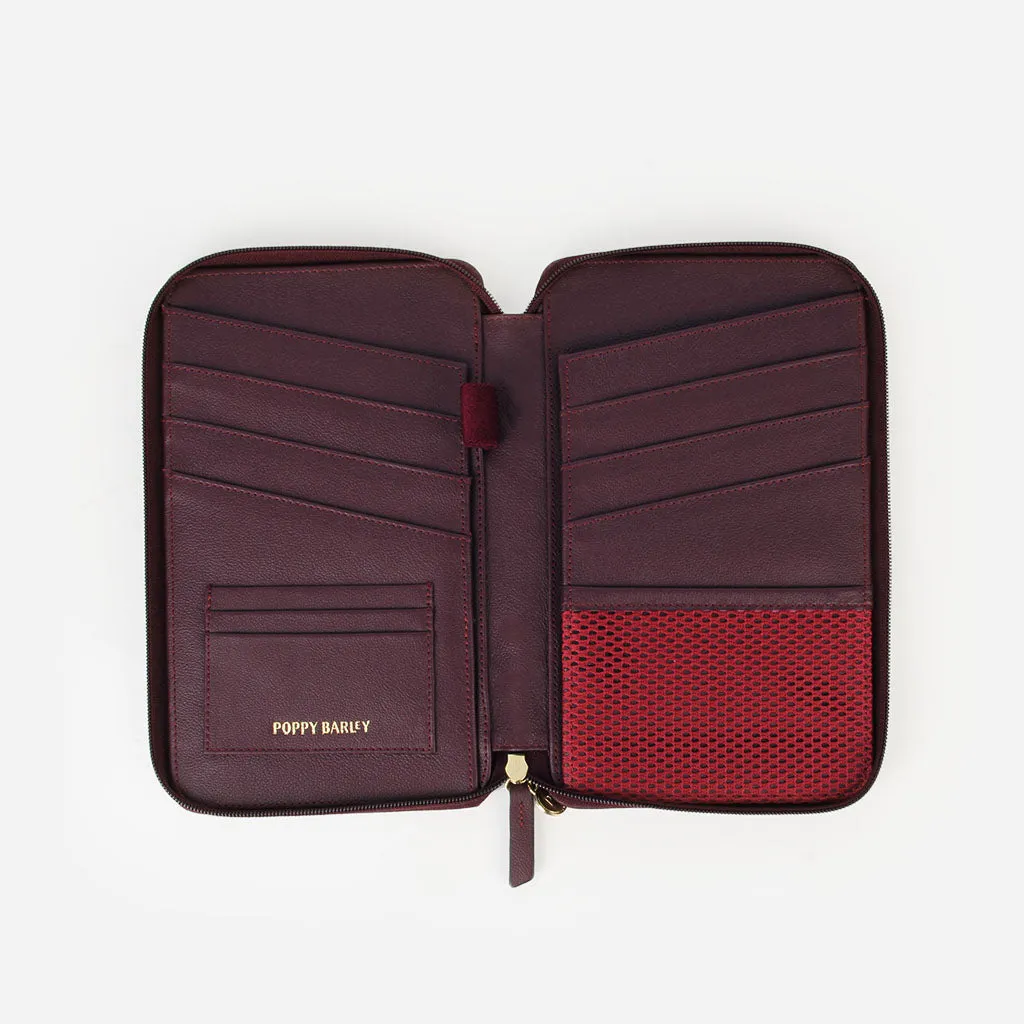 The Six Person Family Passport Holder Aubergine Micro Pebble