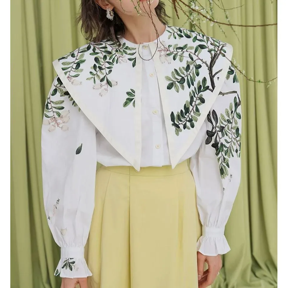 The Vine Long-Sleeve Chiffon Blouse